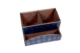 Wooden Cutlery Caddy – Royal Blue with Gold Motif